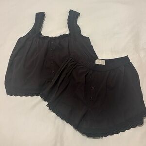 THE GREAT. Black Sleepwear Set